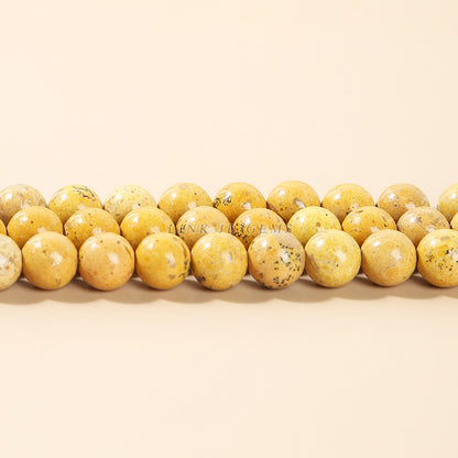 Natural yellow grass stone round beads loose beads