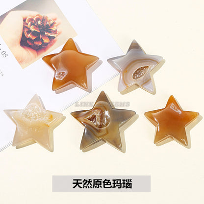 Natural agate crystal hole star moon love shaped loose beads