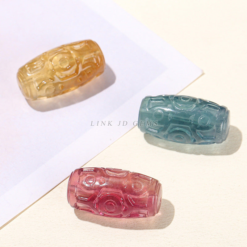 Color fluorite paper pattern barrel bead crystal engraving accessories