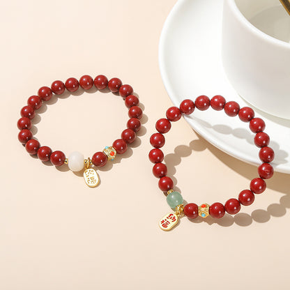 Cinnabar bracelet agate five-way God of Wealth bracelet