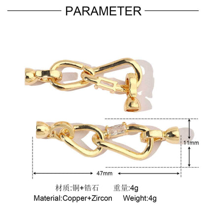 18K real gold color-retaining copper zircon connecting buckle