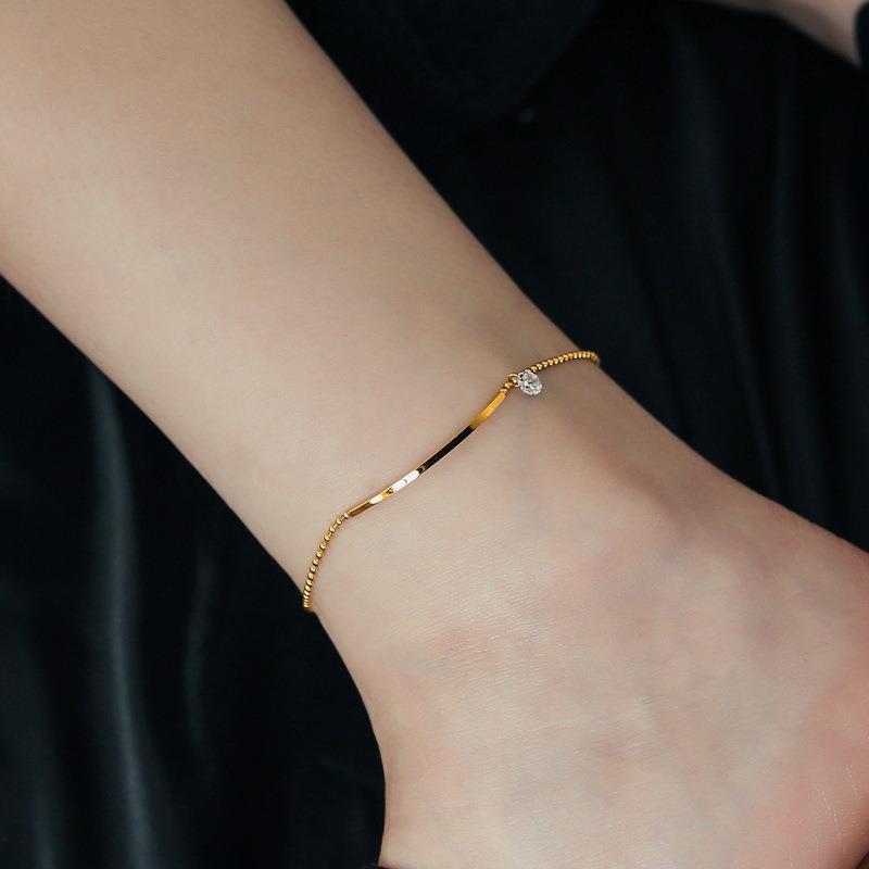 Smile zircon gold anklet