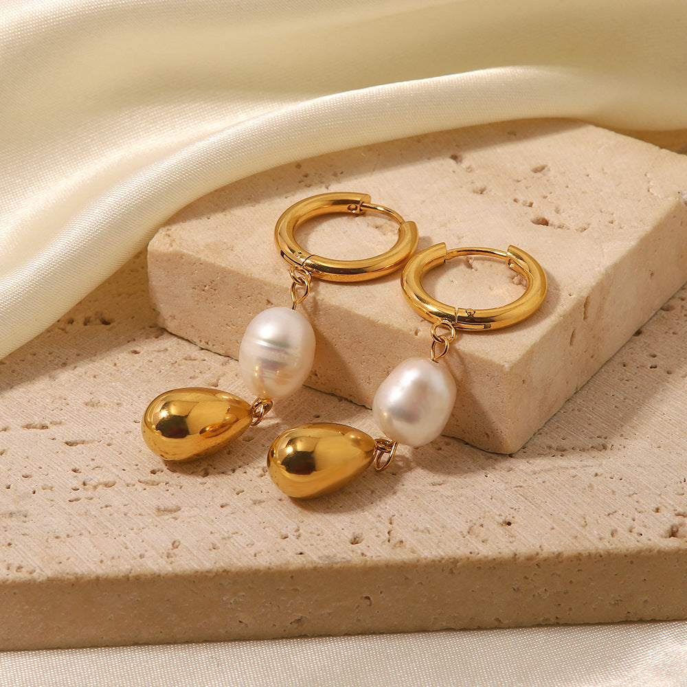 Natural pearl 18K gold plated earrings