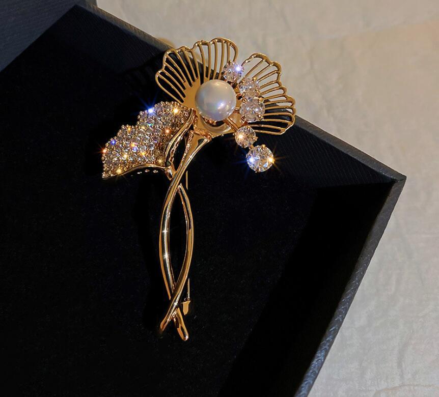 Pearl Ginkgo Biloba Brooch