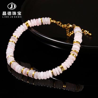 Natural Powder Crystal Tablet Bead Bracelet