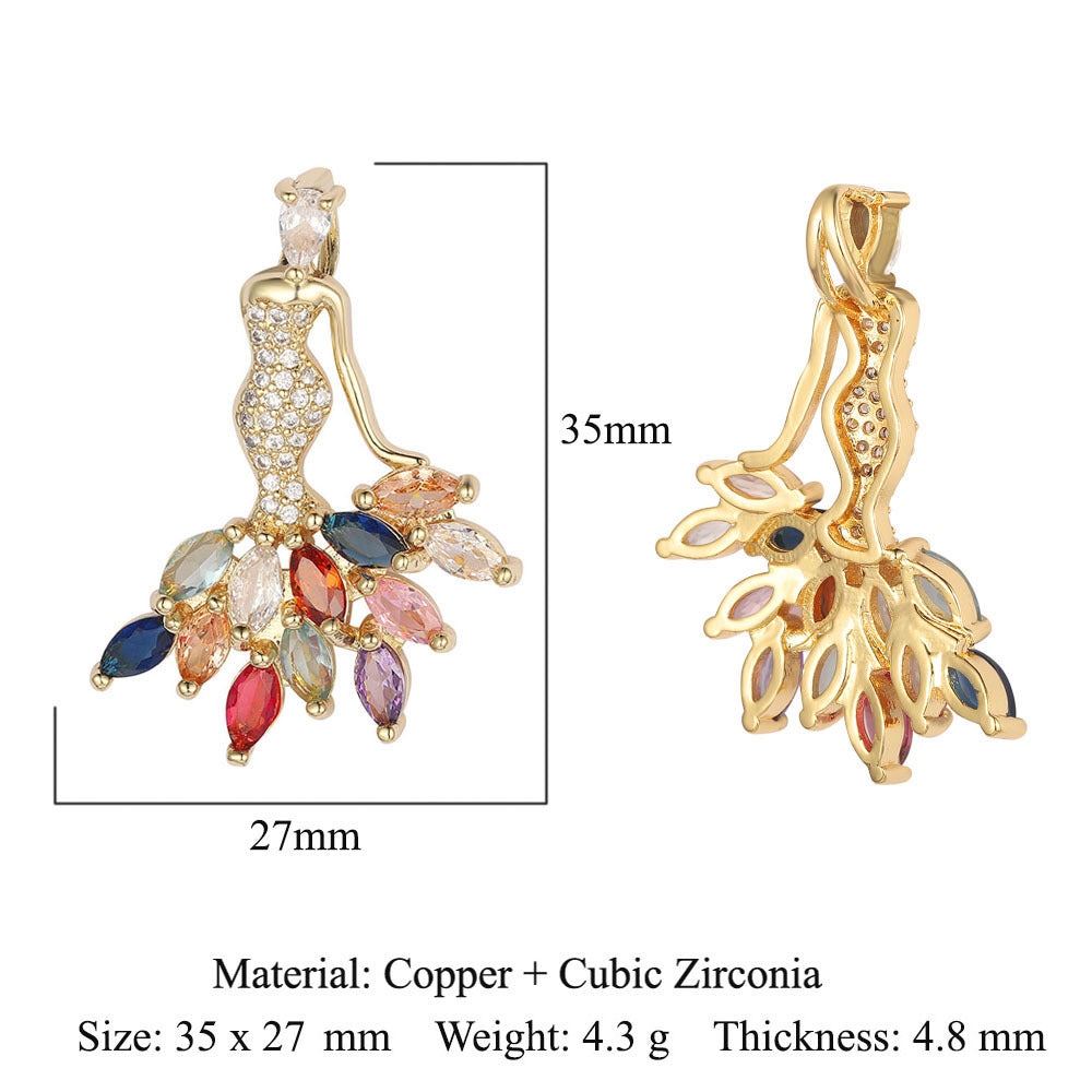 Zircon copper Color zirconium copper micro-inlaid necklace pendant