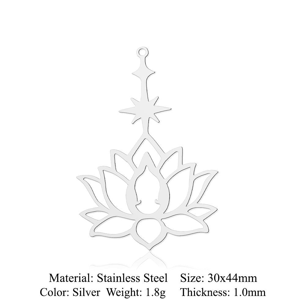 5 pcs/pack Lotus titanium steel pendant yoga pendant