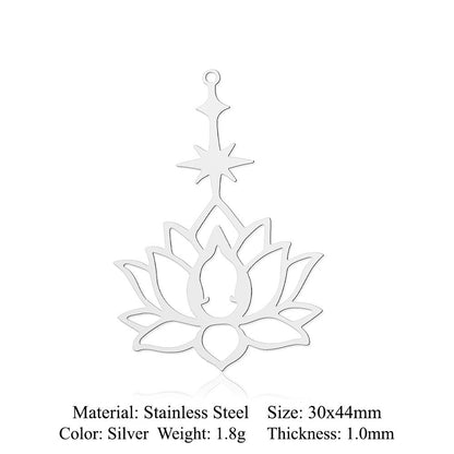 5 pcs/pack Lotus titanium steel pendant yoga pendant