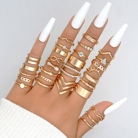 Gold alloy ring set 30 pieces