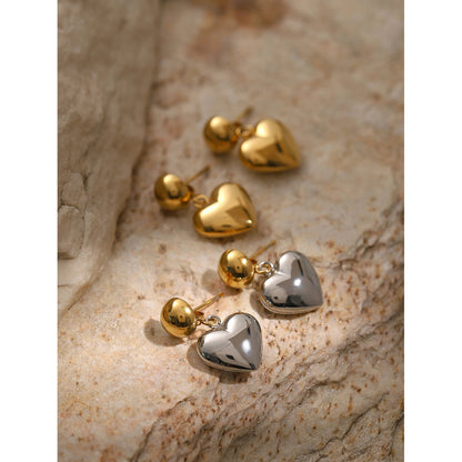 Gold and silver hemisphere heart earrings