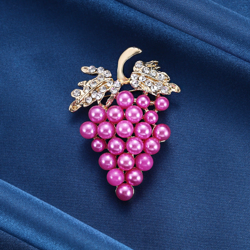 Fruit Brooch Grape String Rhinestones