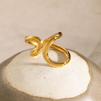 Polished 18k gold stainless steel ring