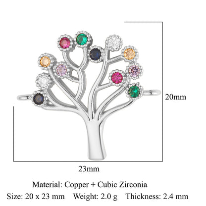 Cactus round zircon double hole copper accessories