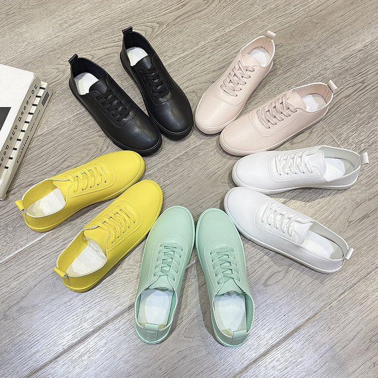 Candy color flat white shoes