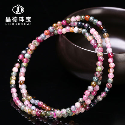 Colorful tourmaline three-ring bracelet 4mm