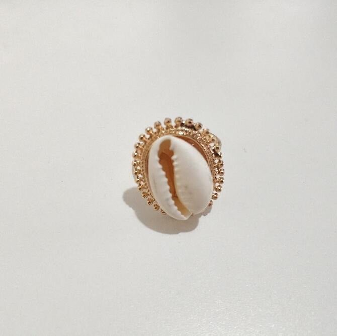 Gold-tone shell stud earrings