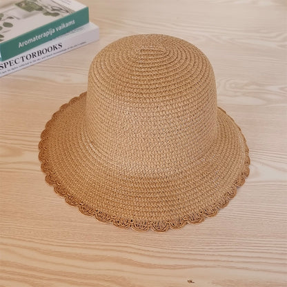 Summer Wavy Lace Women Bucket Hat UV Casual Travel Sun Hat Fisherman