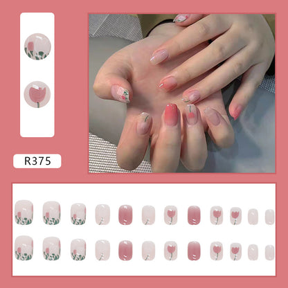 Wearable Blush Short Removable Nail Stickers