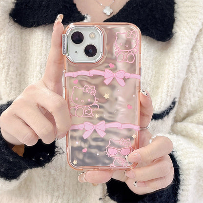 IMD Wrinkle Case iPhone15 Pro 12 11 Cute Hello Kitty Animal Cover