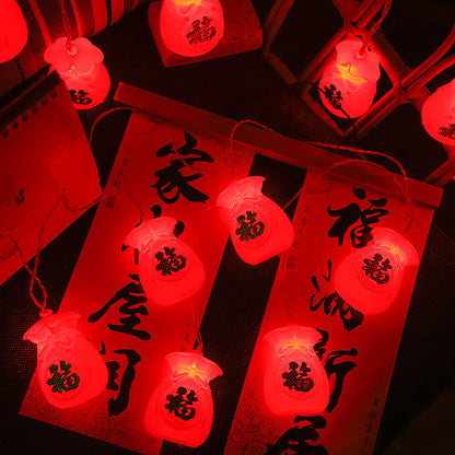 Solar LED Red Lantern Light String Decorative Lights