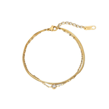 Double snake bone chain bracelet