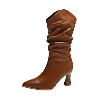 Tall pleated boots