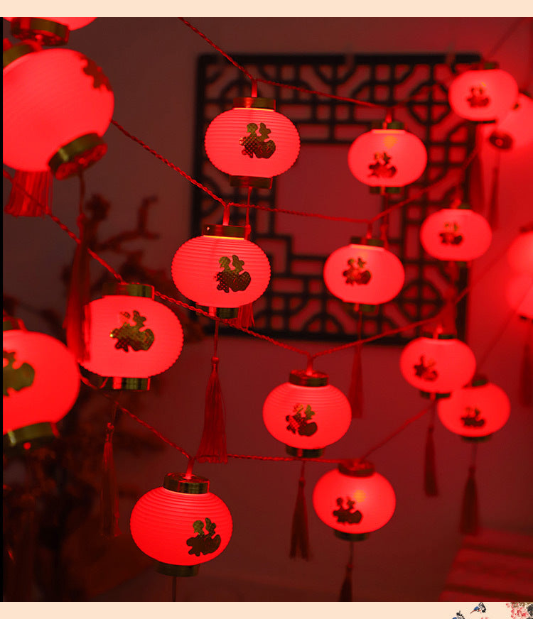 Solar LED Red Lantern Light String Decorative Lights