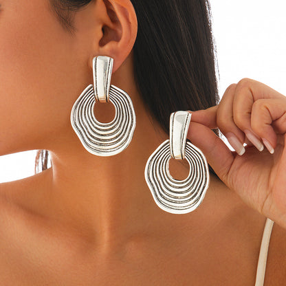 Alloy Wave Textured Earrings for Women