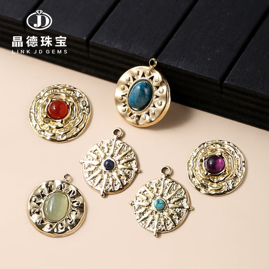 Lvdongling crystal round titanium steel sun pendant