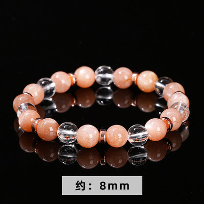 7A natural white crystal with sunstone mixed bracelet.