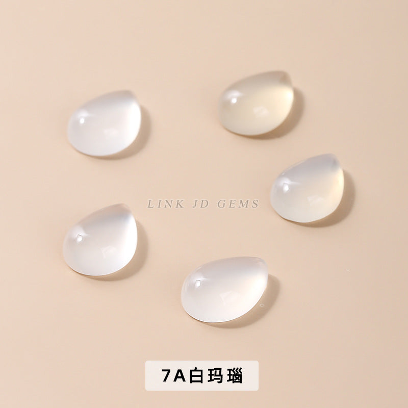 Agate water drop-shaped inlaid ring surface flat bottom loose beads