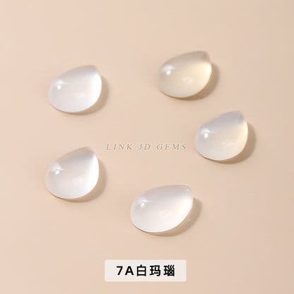 Agate water drop-shaped inlaid ring surface flat bottom loose beads