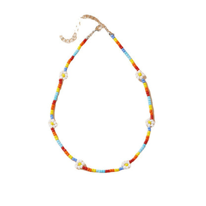 Collar de margaritas de colores vibrantes y bohemios para mujer 