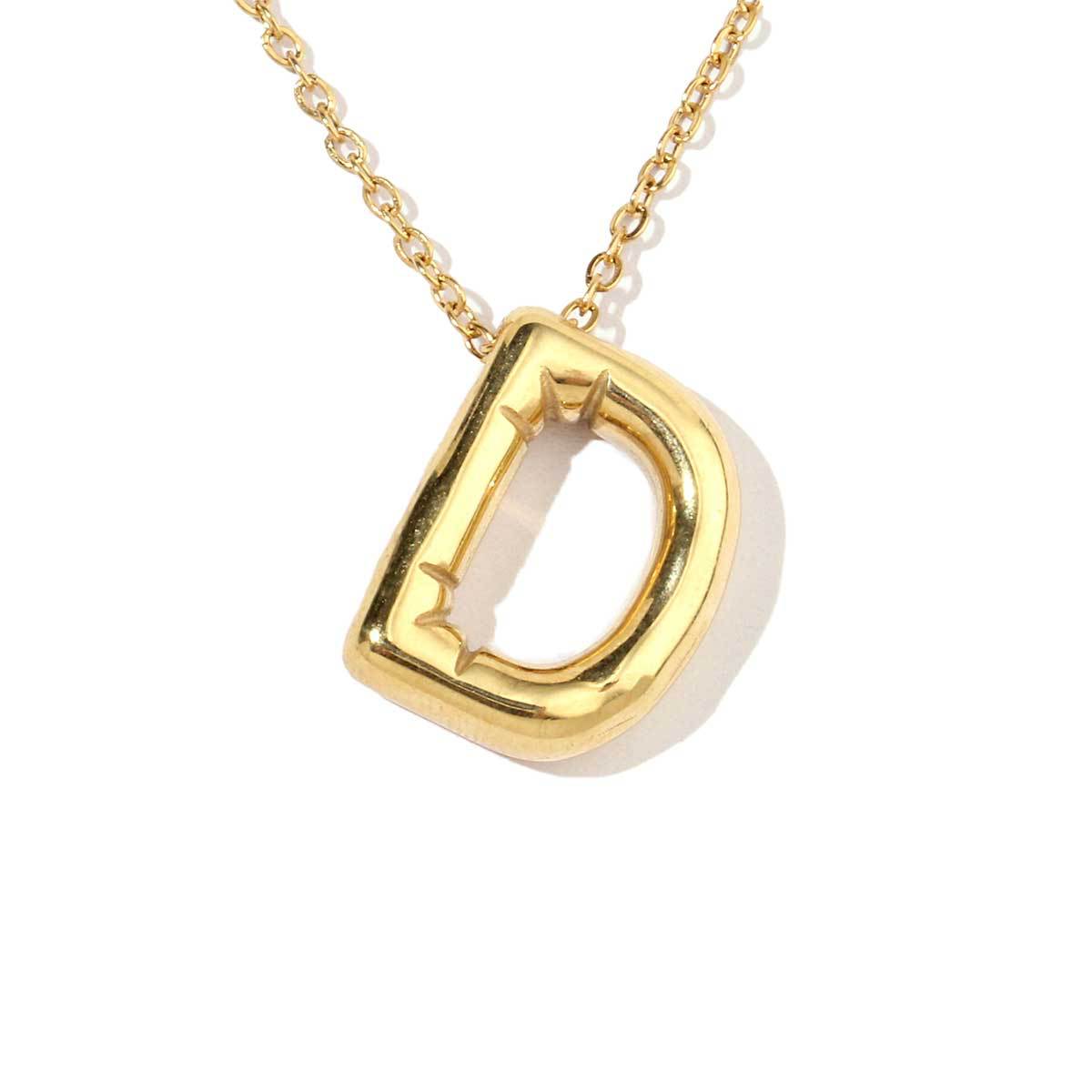 18k real gold titanium steel bubble letter pendant