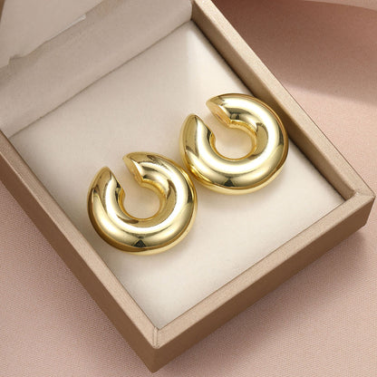 Electroplating hollow thick earrings