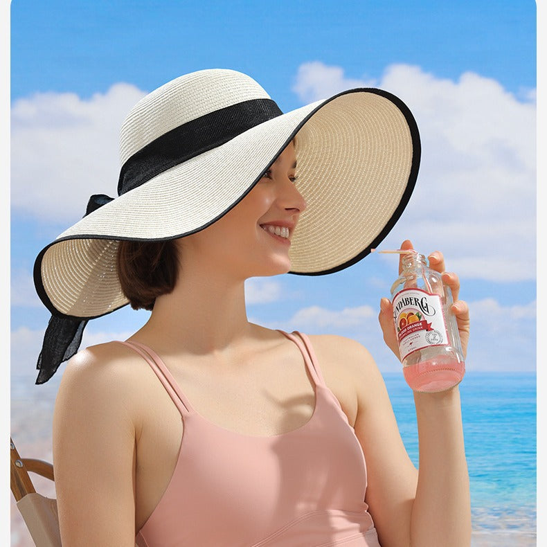 New Straw Hat Women Summer UV Cool Sun Hat Outdoor Wide Brim Beach