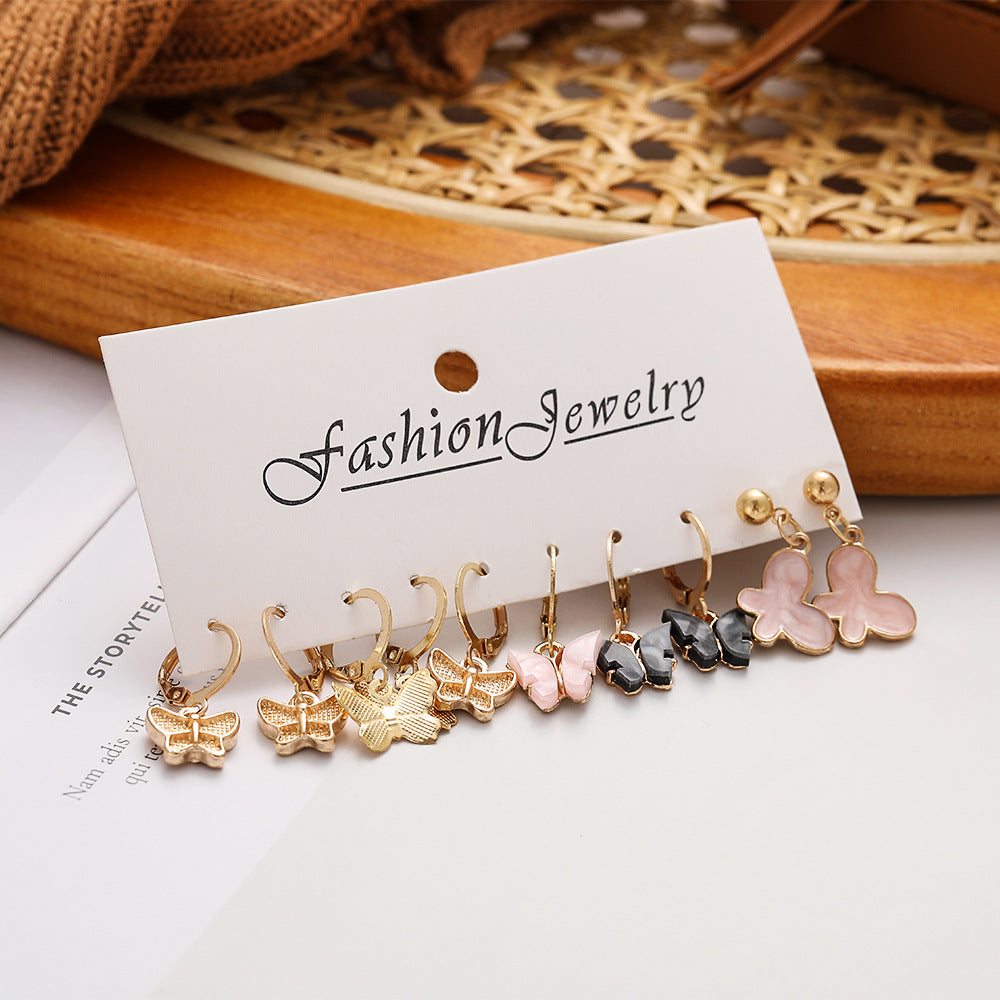 Acrylic Butterfly Earrings Set 5 Pairs