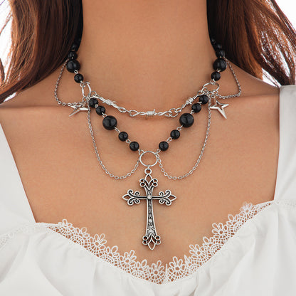 New Cross Metal Bow Necklace