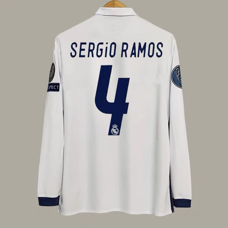 16-17 Real Madrid Home 7 Ronaldo 9 Benzema 4 Ramos Retro Jersey