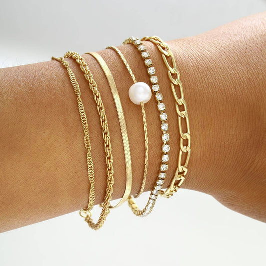 Multi-layer snake bone bracelet set of 6