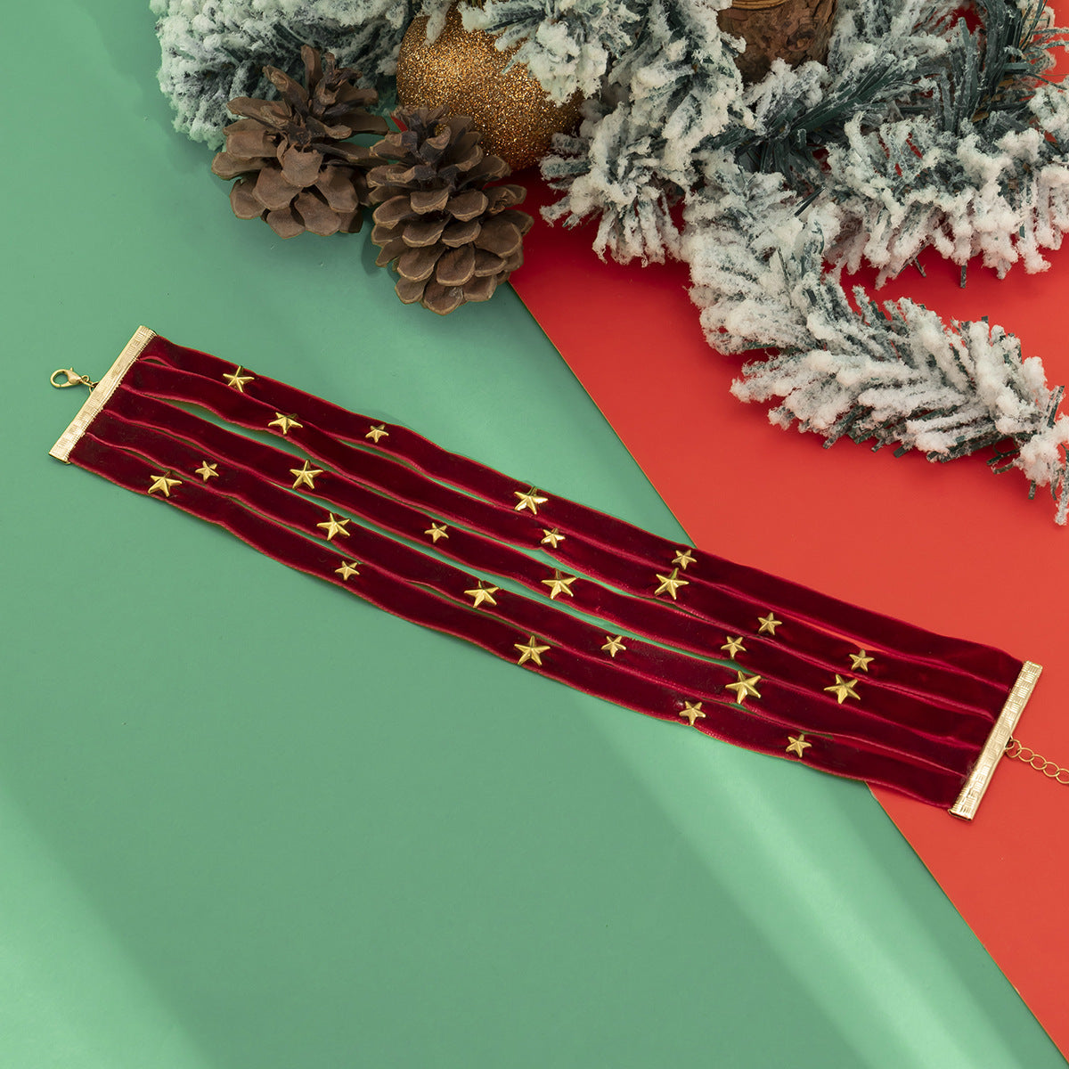 Christmas wind velvet star necklace