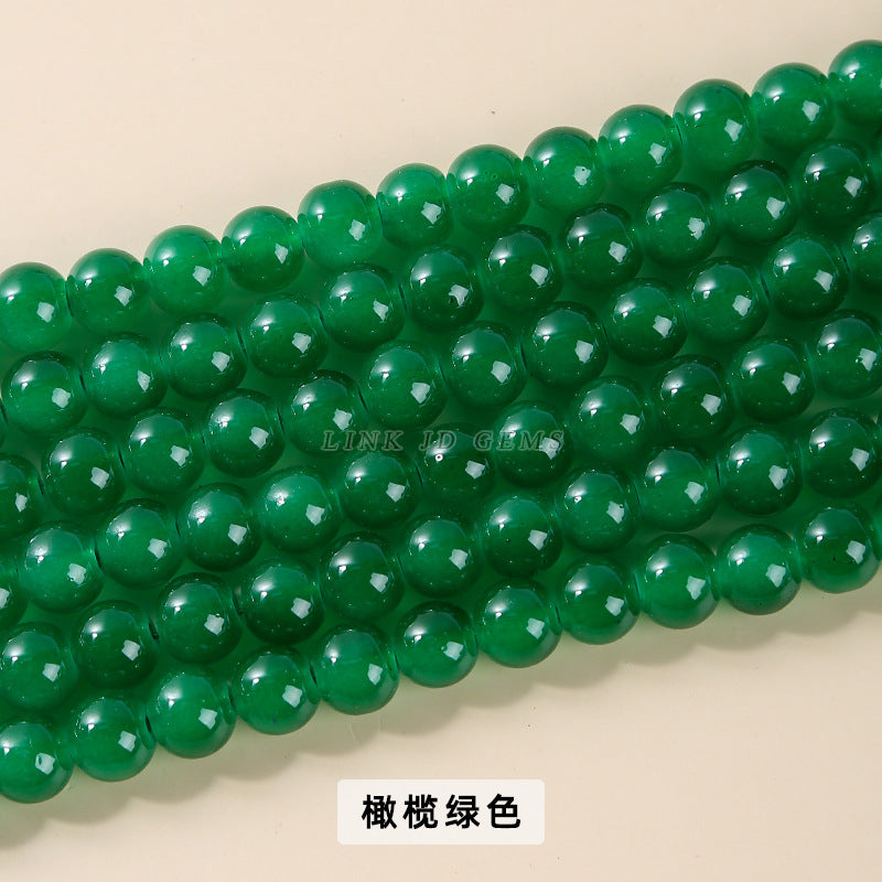 Imitation jade glass round beads loose beads