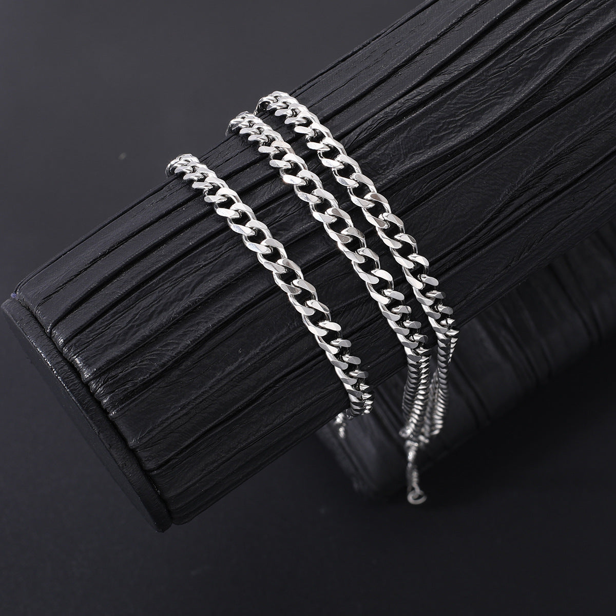 Hip Hop Stainless Steel Bracelet Necklace 2-Piece Set