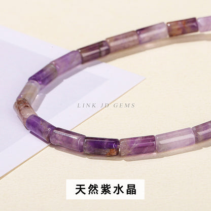 4 * 9 natural jade powder crystal round tube loose beads