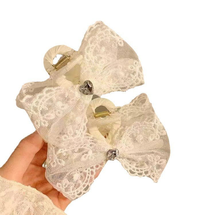 Lace Bow Headband Hair Clip Women Elegant Hair Claw