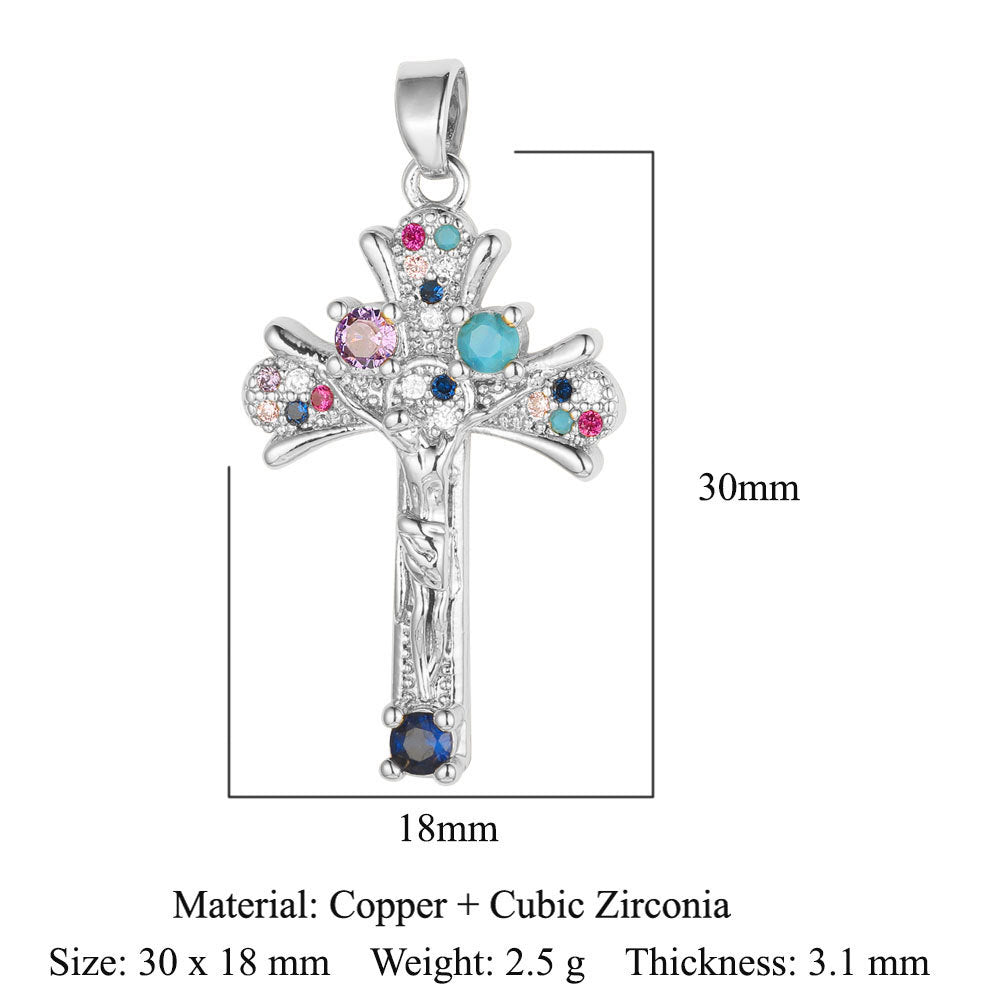 Cross Copper Micro-Inlaid Zirconia Pendant