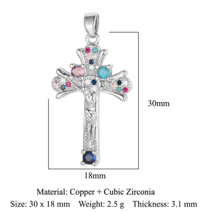 Cross Copper Micro-Inlaid Zirconia Pendant