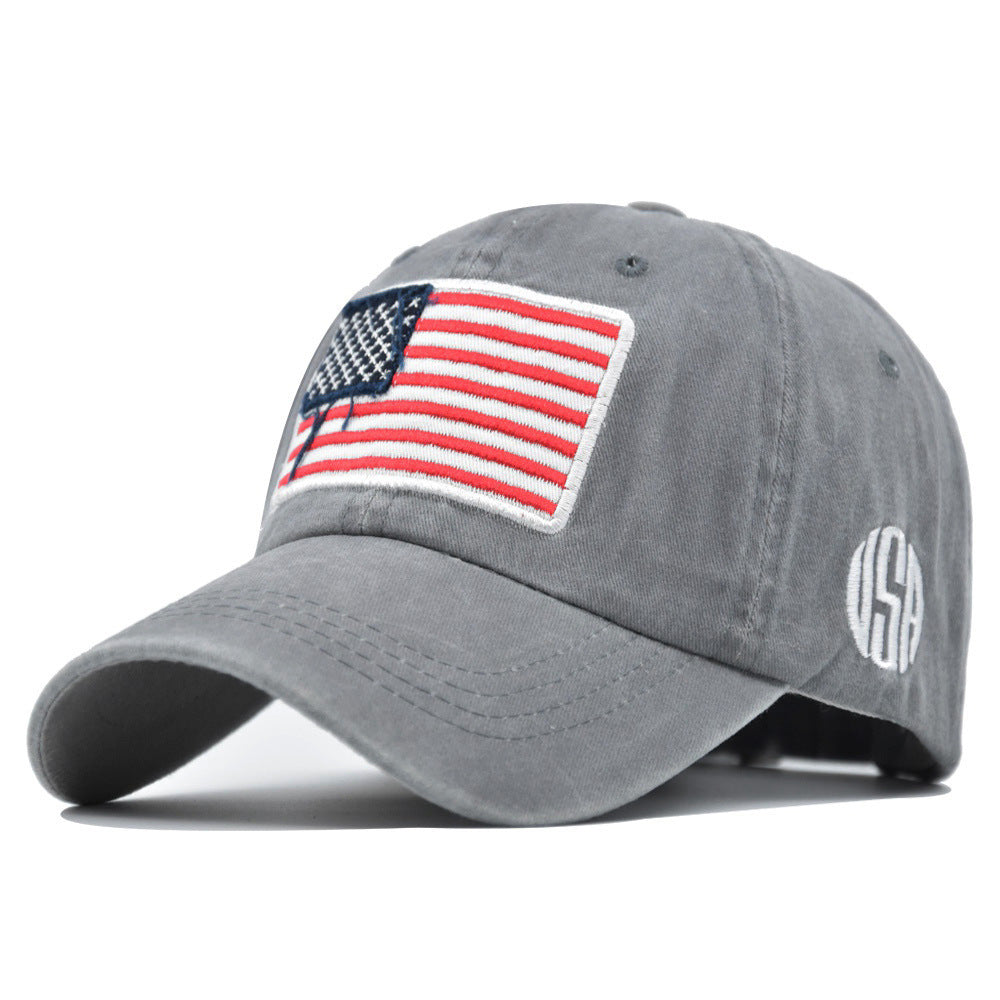 Gorra de béisbol lavada con bandera de EE. UU. 