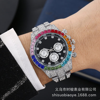 Rhinestone Roman Dial Men's Watch