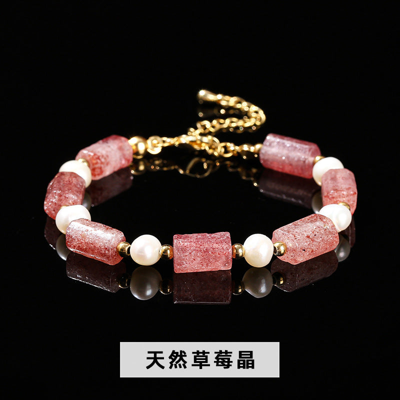 Natural Baroque Pearl Powder Round Tube Bracelet